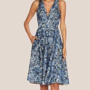 Dress the Population Sally Embroidered Sequin Fit & Flare Dress Small